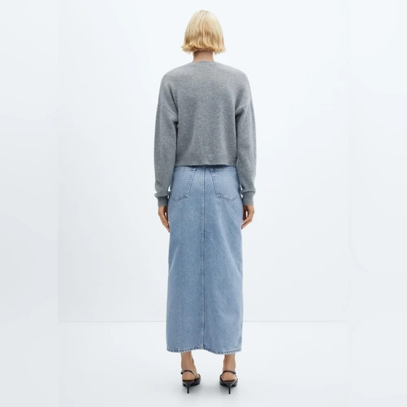 Mango [M]  Slit denim skirt - Picture 3 of 9